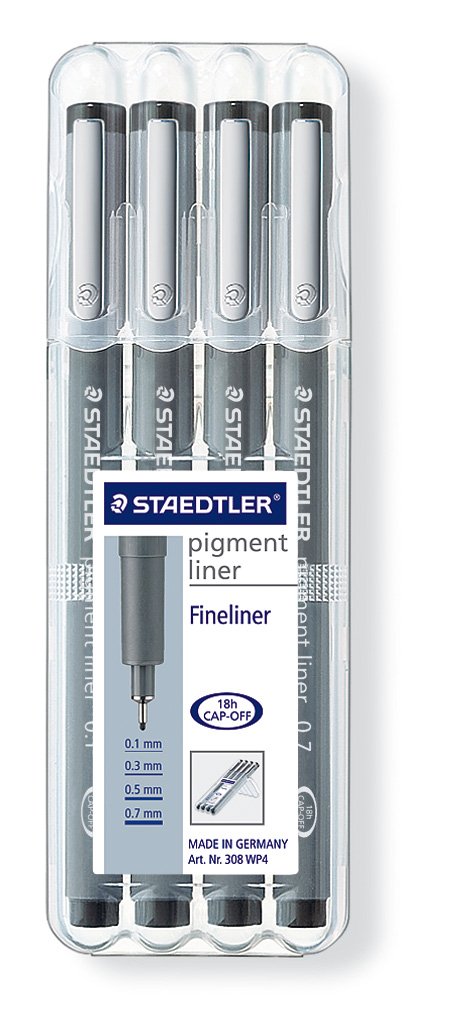 Pigment liner 308 WP4, 4 linjebredder